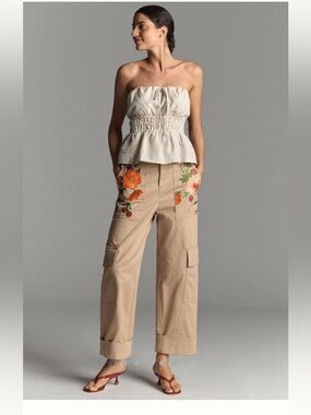 Anthropologie By Anthropologie Embroidered Cargo Pant